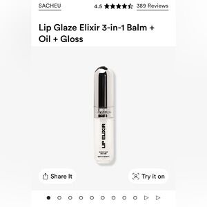 Sacheu Lip Elixir Gloss in 01 Bunny Ear Clear NIB